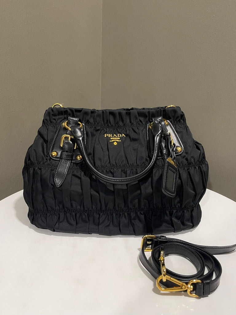 Prada Tessuto Gaufre Satchel Bag Black Nylon