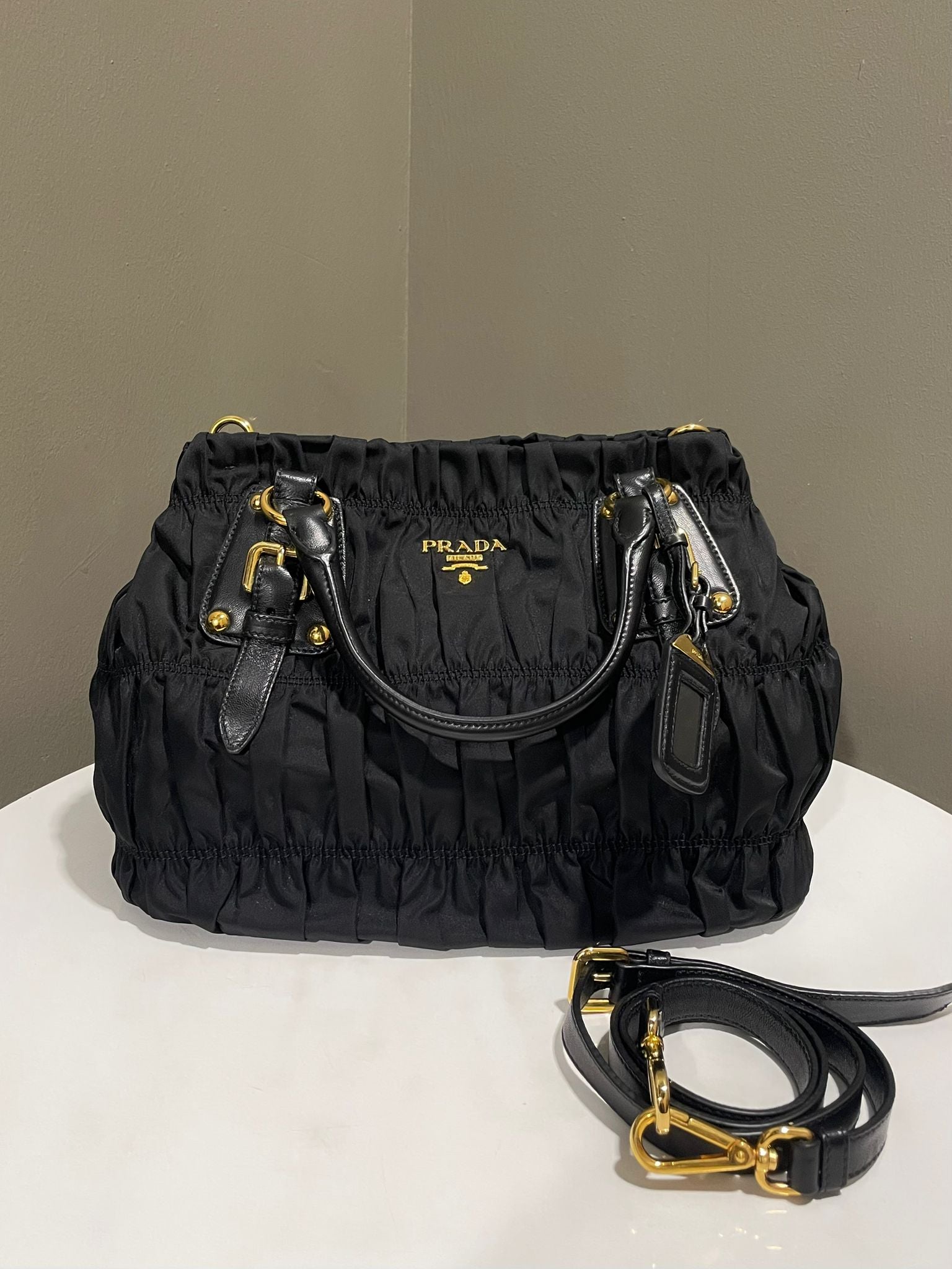 Prada Tessuto Gaufre Satchel Bag Black Nylon – LOVELOTSLUXURY