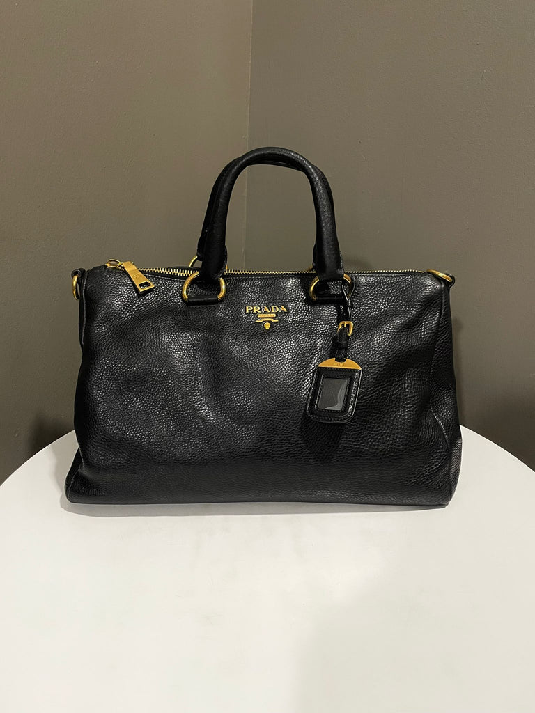 Prada Vitello Daino Bag Black Grainy Leather
