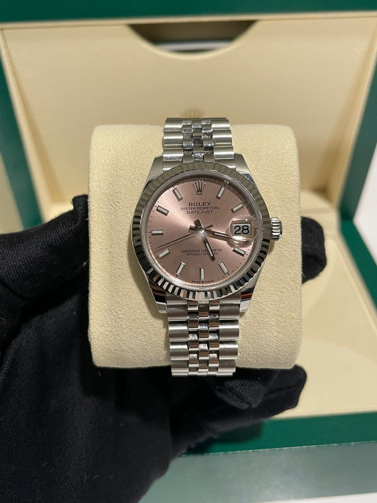 Rolex Lady Datejust 31 Watch Pink Oyster Steel White Gold