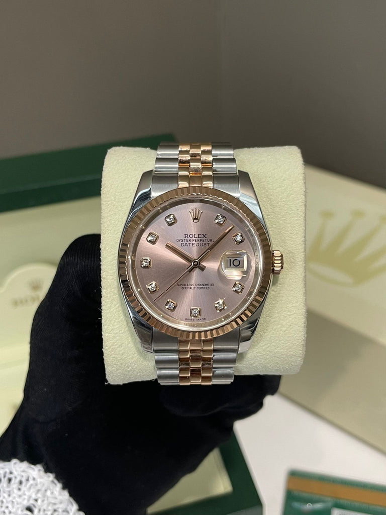 Rolex Oyster Datejust 36 Watch 18K Rose Gold / Oystersteel