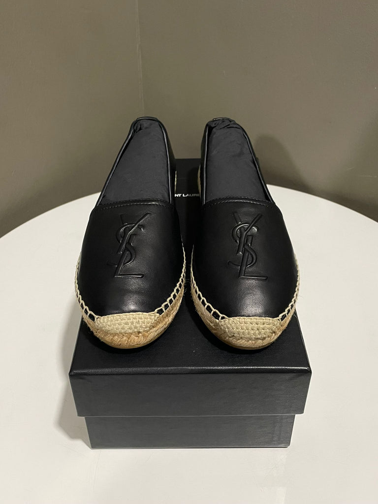 Saint Laurent Espadrilles Flats
Black Embossed Leather
Size 37