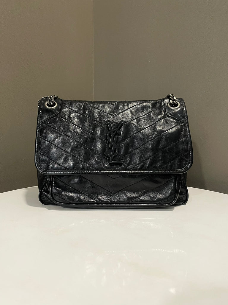 Saint Laurent Nikki Medium Bag Black Aged Calfskin