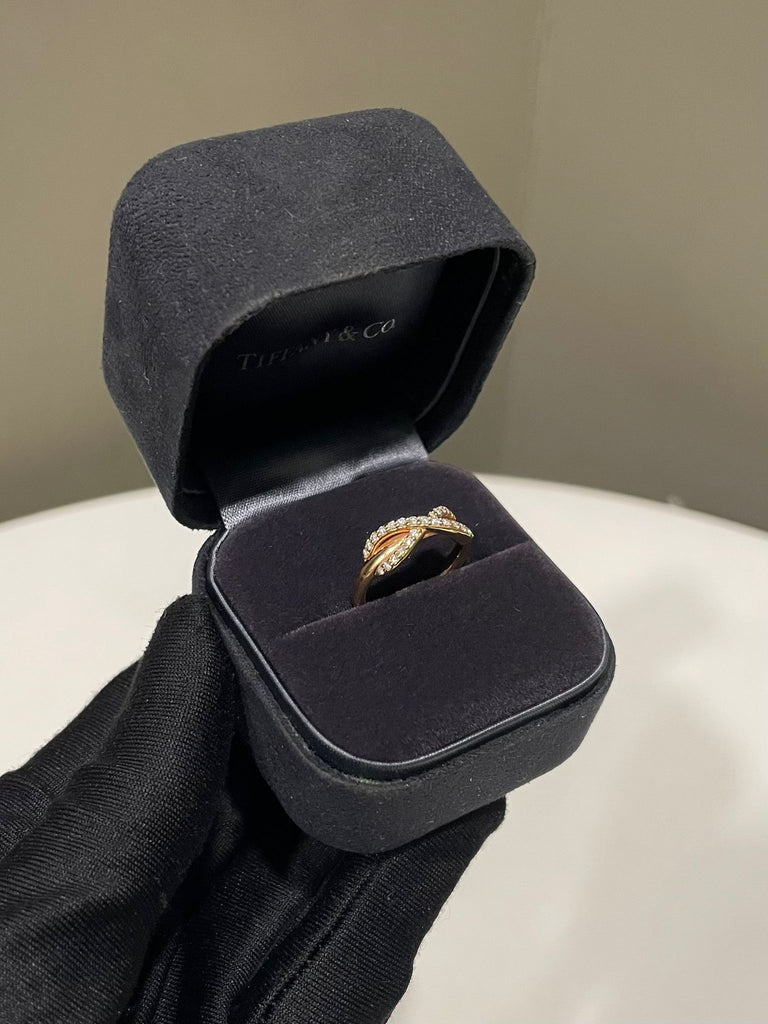 Tiffany & Co. Infinity Diamond Ring 18K Rose Gold Size 4