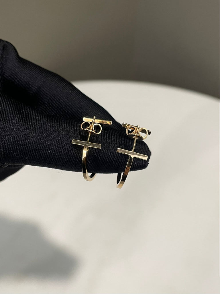 Tiffany and Co T Hoop Earrings 18K Rose Gold