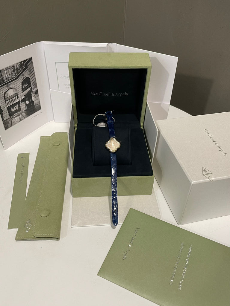 Van Cleef & Arpels Sweet Alhambra Watch Blue Alligator