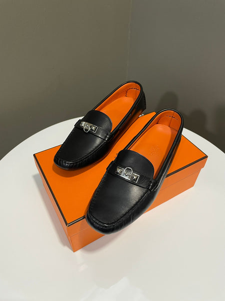 Hermes Irving Loafers Black Size 37.5