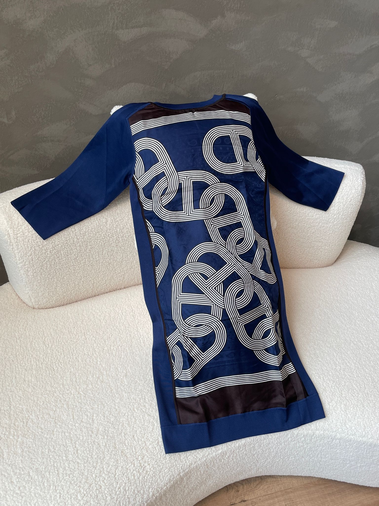 Hermes Knitted Dress Blue LOVELOTSLUXURY Hermes Knitted Dress Blue LOVELOTSLUXURY
