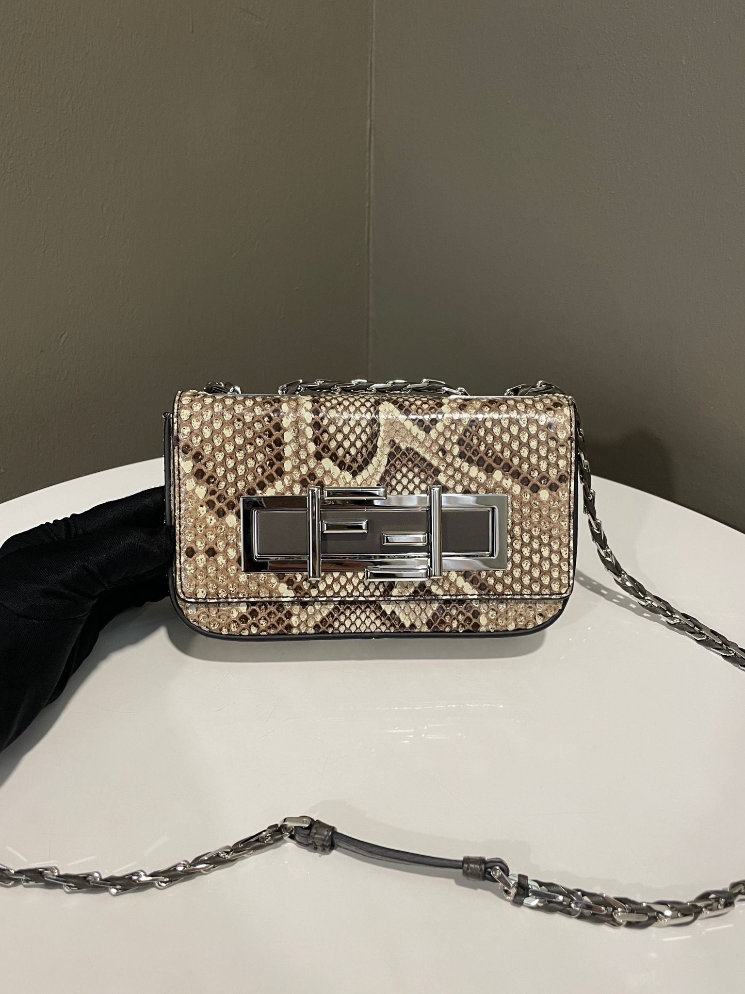 Fendi Mini Baguette Python Suede