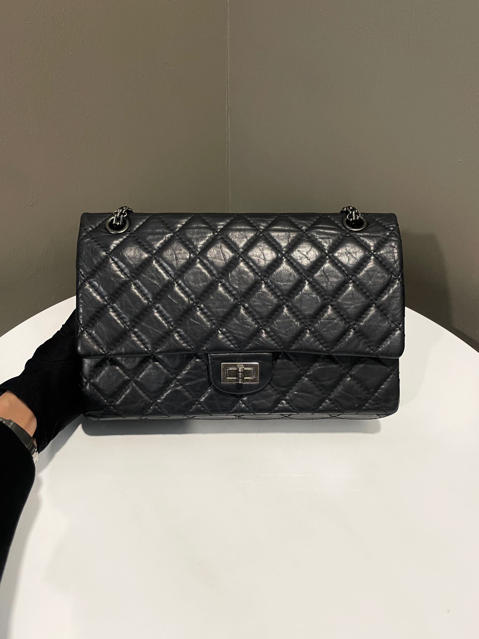 Chanel Reissue Quilted Double Flap 226 Black Aged Calfskin