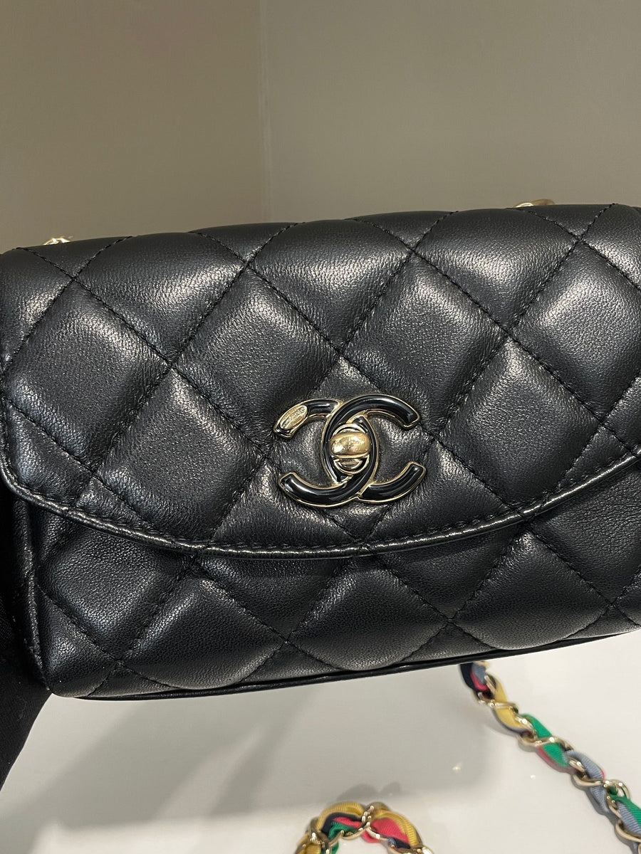 Chanel Ribbon Chain Flap Bag Black Lambskin – LOVELOTSLUXURY