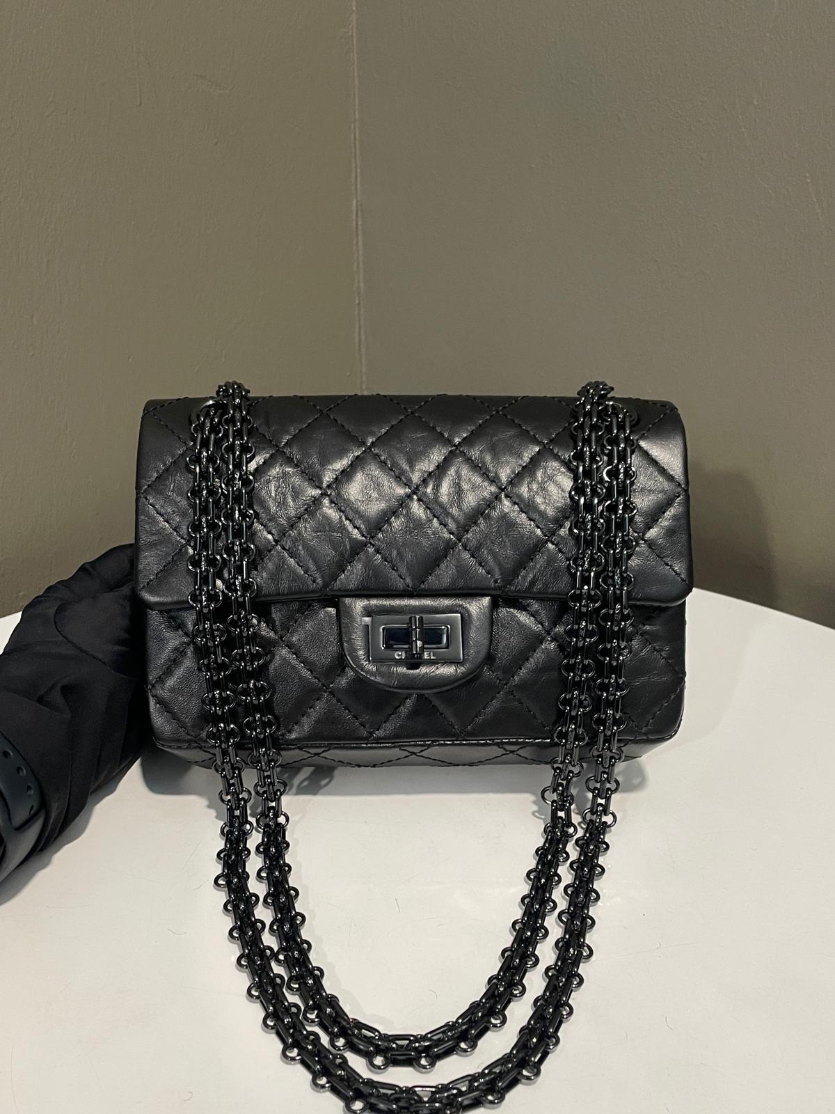 Chanel Classic Quilted Mini Reissue Black Aged Calf