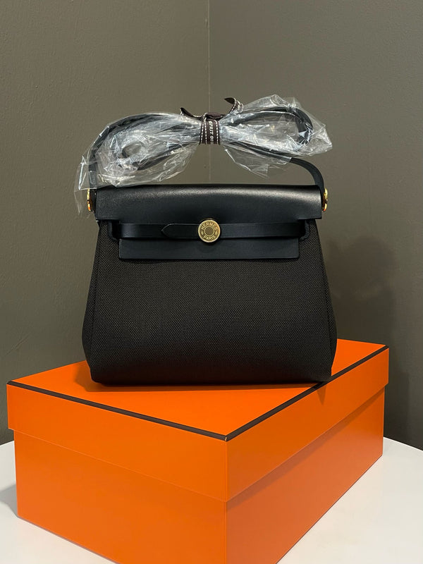 Hermes Herbag Zip Mini 20 Noir Dark Bronze