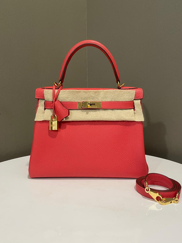 Hermes Kelly 28 Rouge Pivoine Togo
