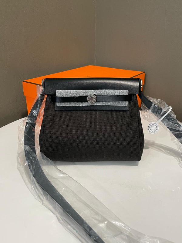 Hermes Herbag Zip Mini 20  Noir Dark Bronze