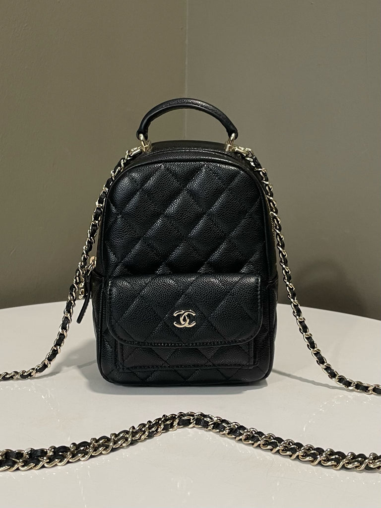 Chanel 24C Quilted Mini Backpack Black Caviar