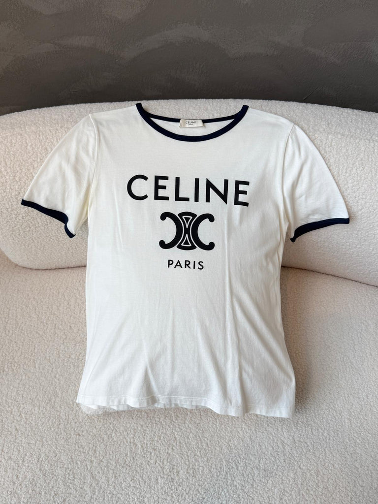 Celine Classic Logo Tee Shirt White / Black