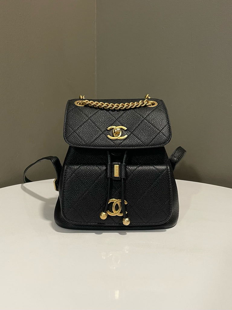 Chanel CC Quilted Backpack Black Caviar