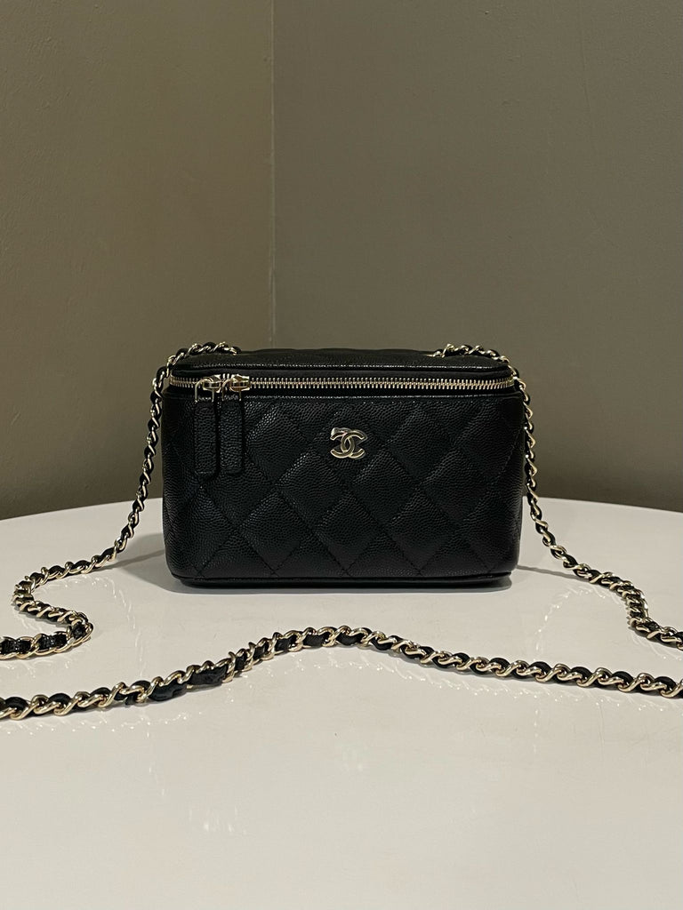 Chanel 21C Quilted Vanity Rectangular Bag Black Caviar