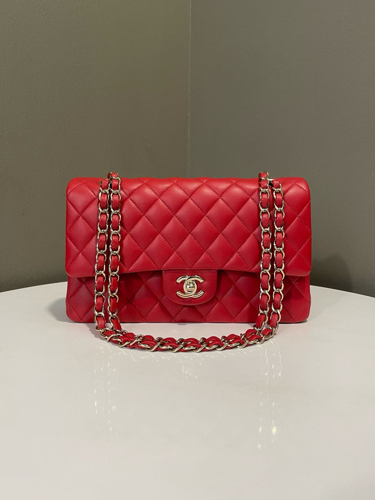Chanel Classic Quilted Medium Double Flap Red Lambskin