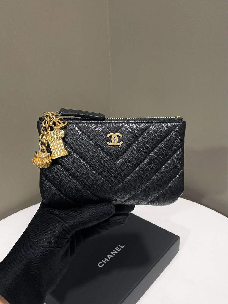 Chanel Chevron Mini OCase Charms Black Caviar