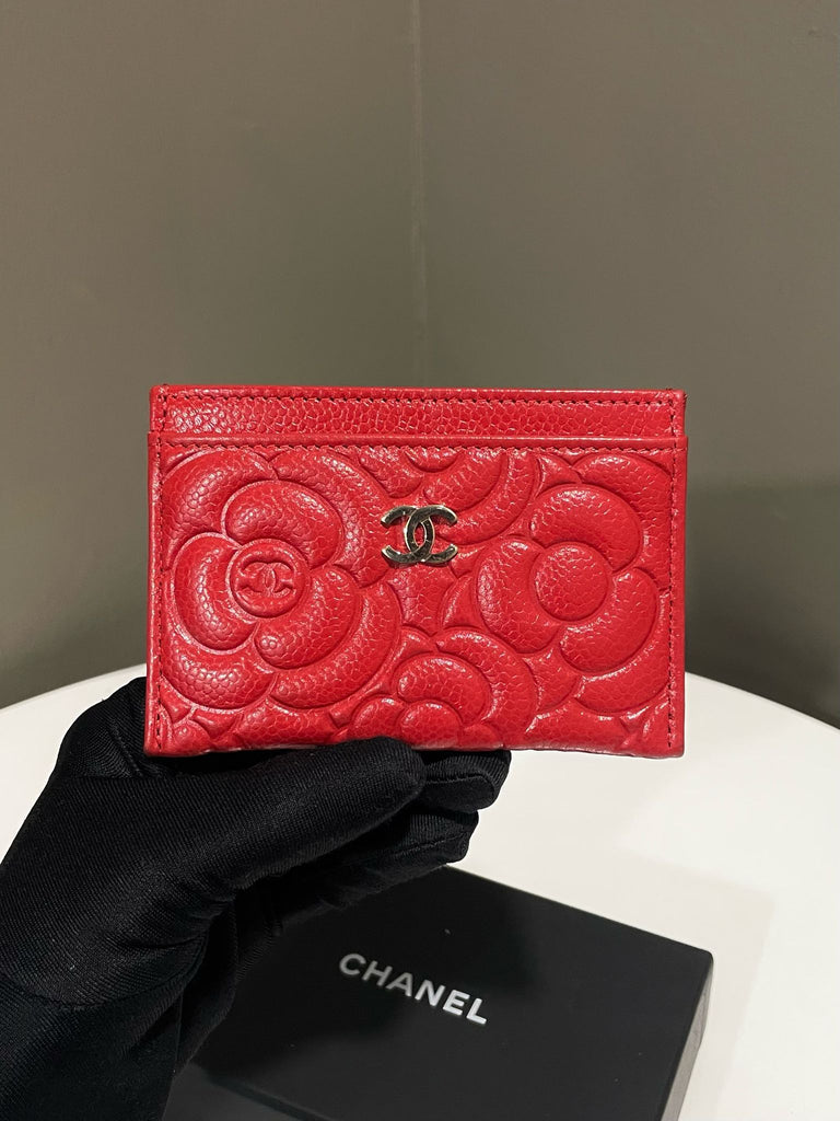 Chanel Camilla Flat Card Holder Red Caviar