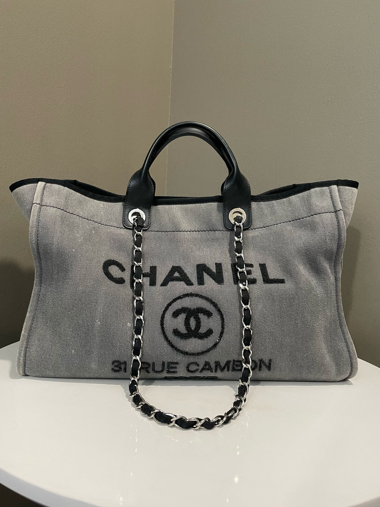 Chanel Deauville Tote Bag Grey / Black / Sequin