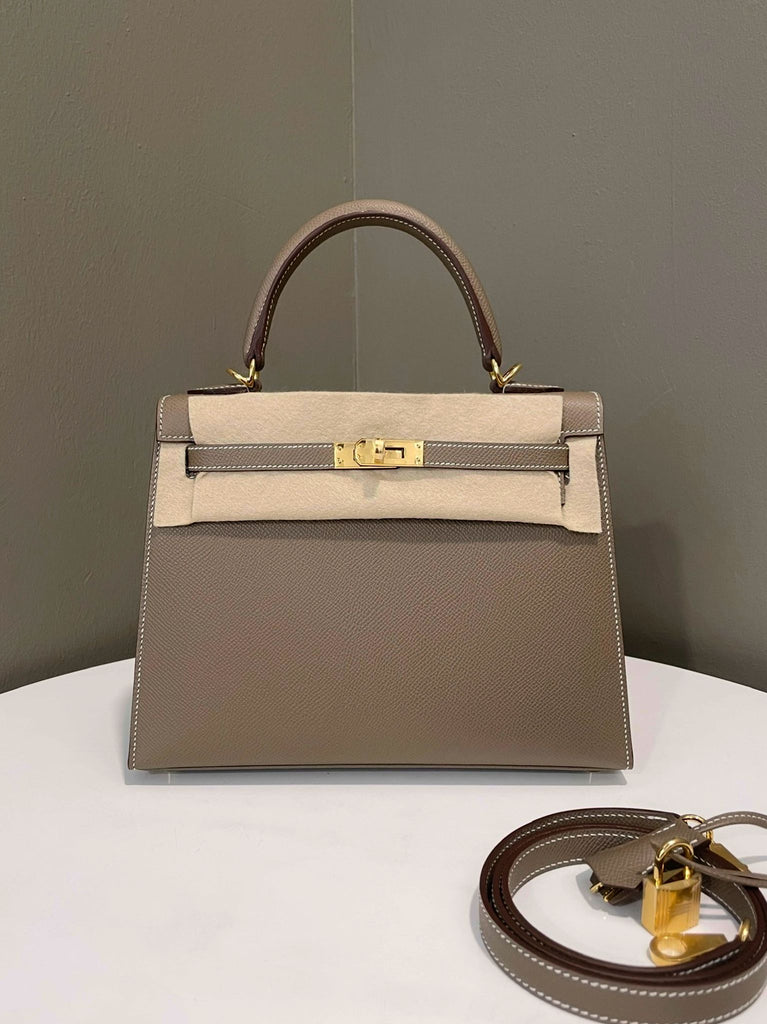 Hermes Kelly 25 Sellier Etoupe Epsom