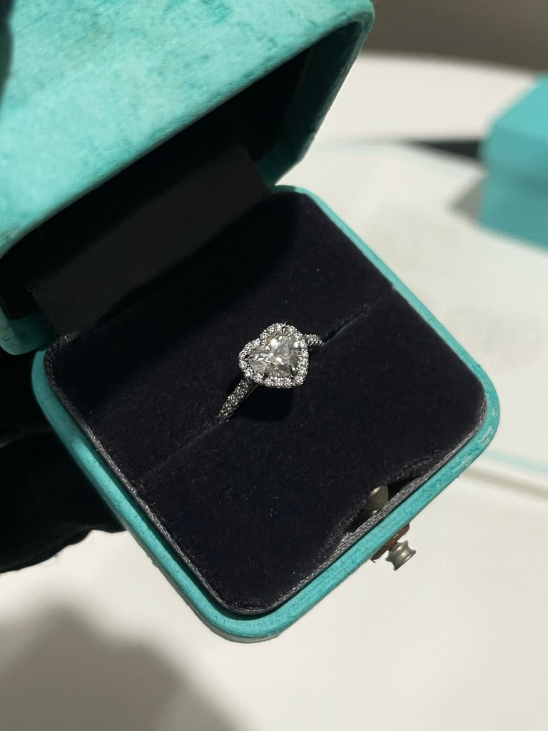 Tiffany & Co Heart Halo Diamond Ring Platinum