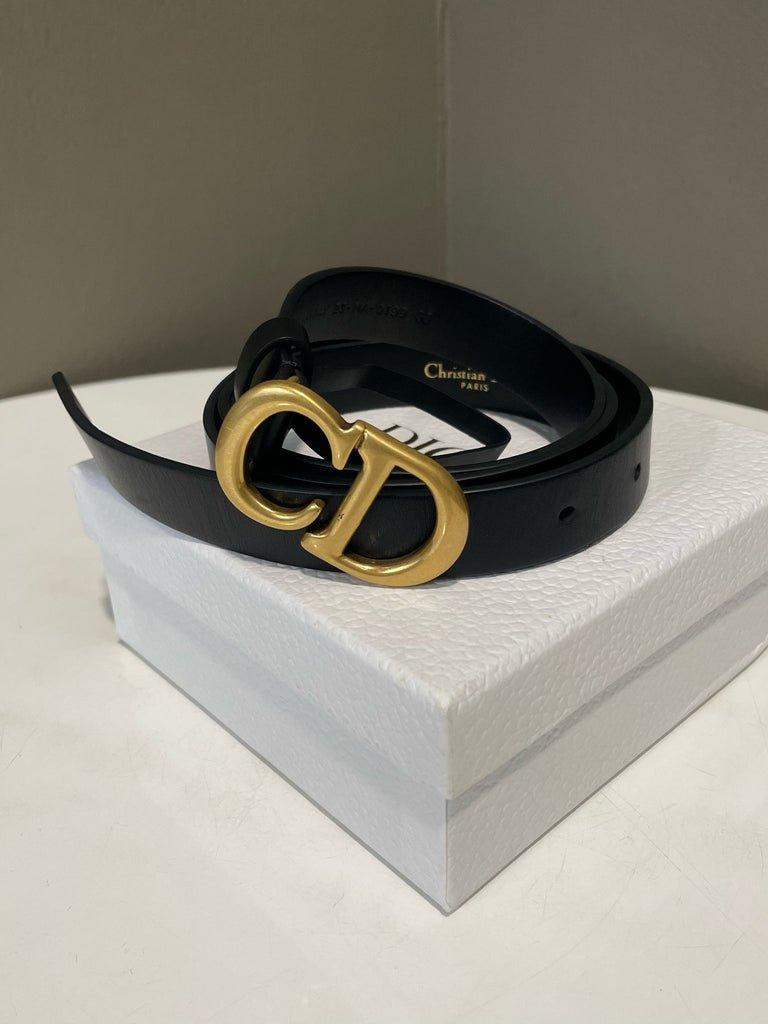 Dior CD Logo Buckle Belt Black Leather