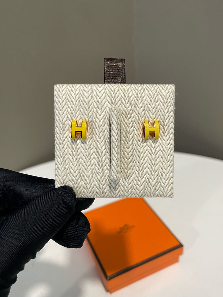 Hermes Pop H Earrings Jaune De Na