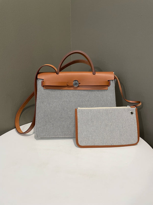 Hermes Herbag Zip 31 Fauve Toile