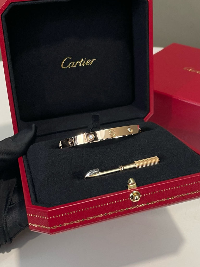 Cartier Love Bracelet Classic Model 18K Rose Gold 4 diamond