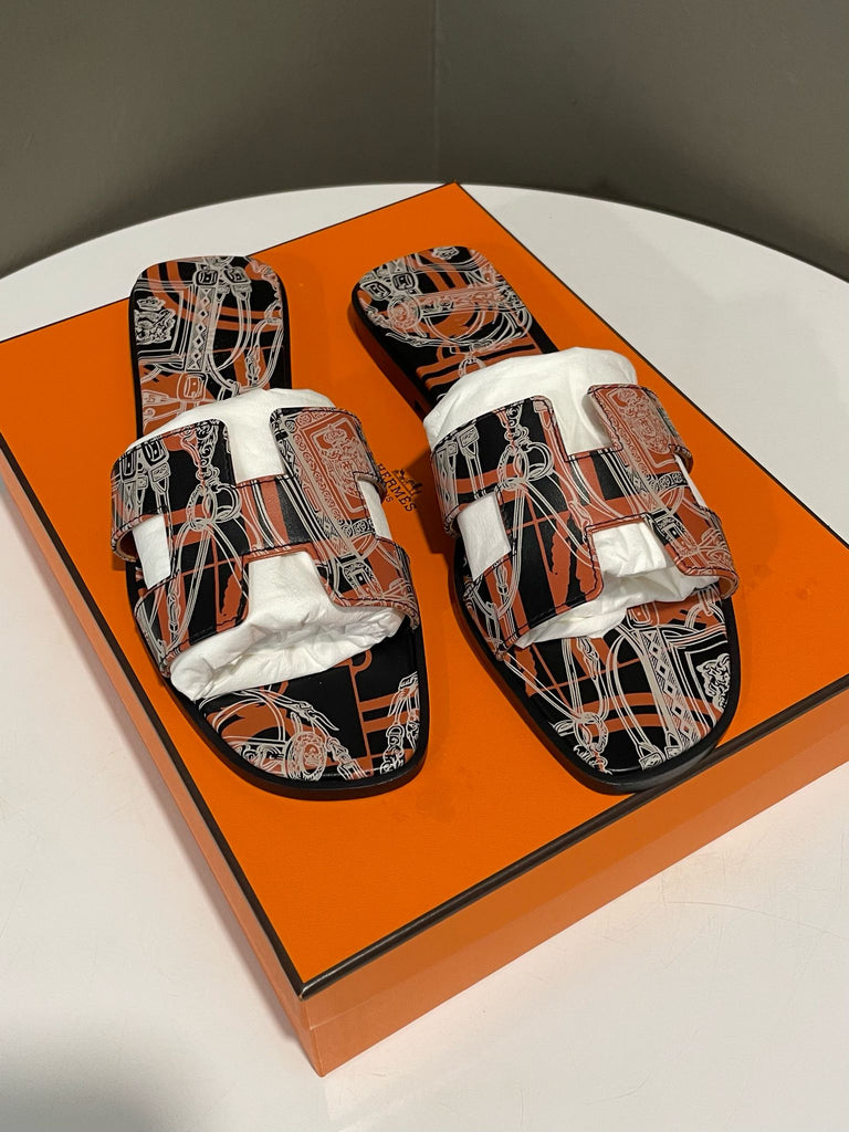 Hermes Oran Sandal Veau Pompei Multico Noir Size 37