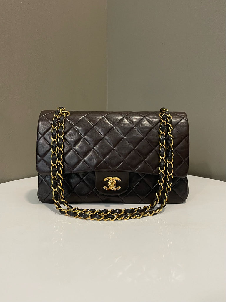 Chanel Vintage Classic Quilted Medium Double Flap Black Lambskin