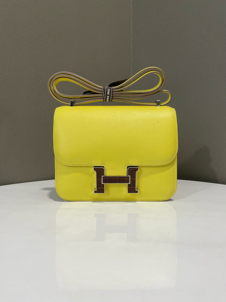 Hermes Constance 18 Touch Lime Evercolor / Miel Alligator