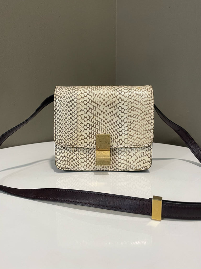 Celine Box Bag Python Creme Brown