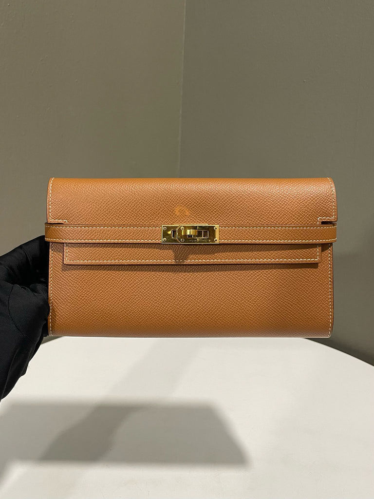 Hermes Kelly Wallet Gold Epsom