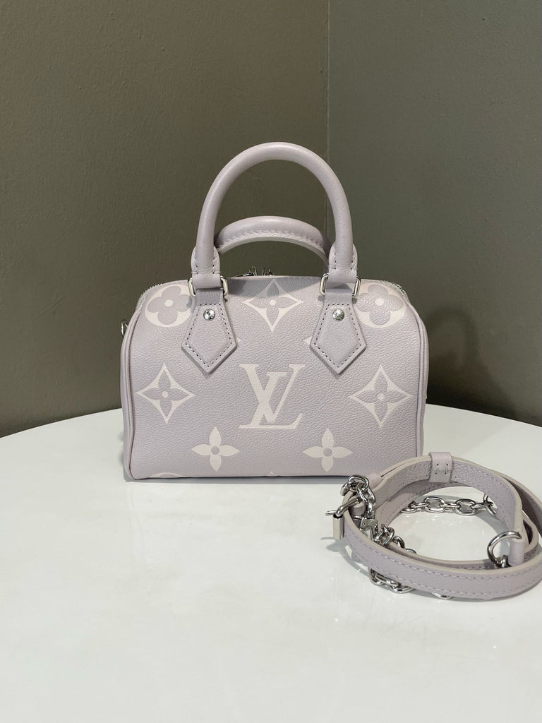 Louis Vuitton Speedy Bandoulière 20 Brume / Quartz Empreinte Leather