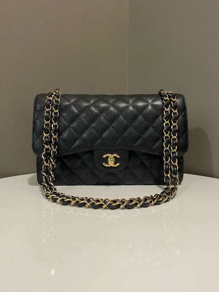 Chanel Classic Quilted Jumbo Double Flap Black Caviar