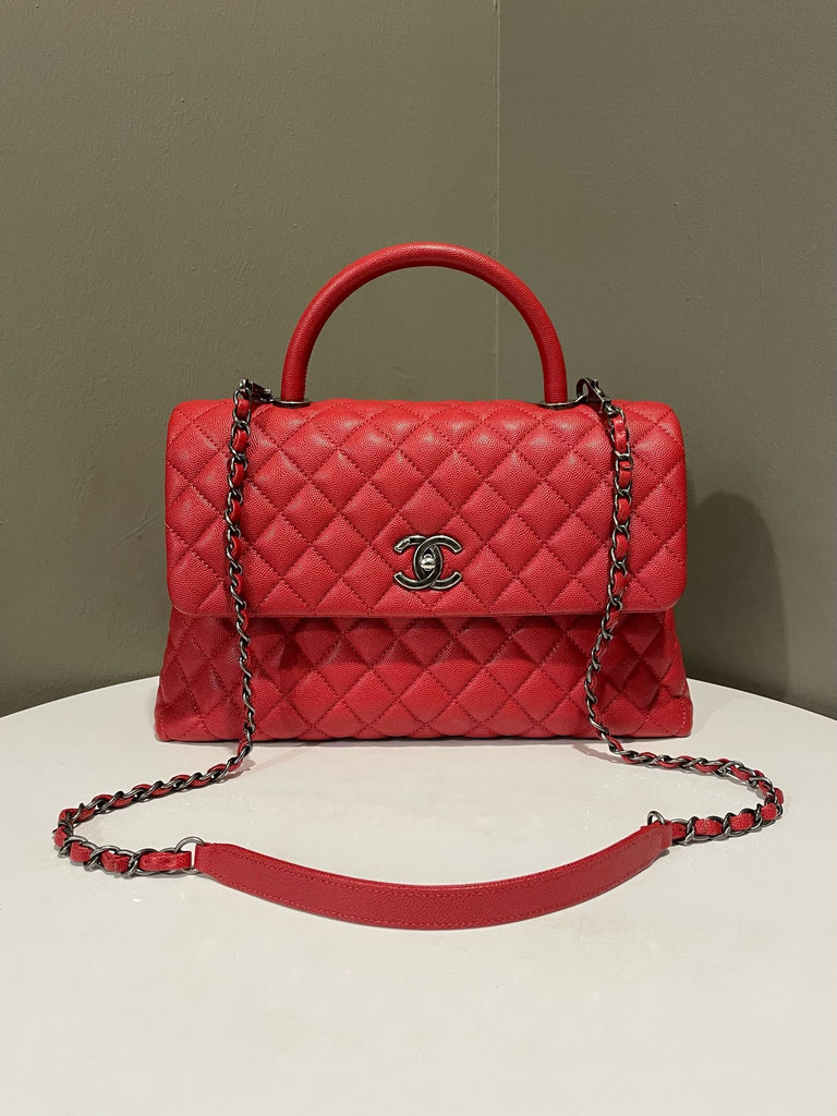 Chanel Quilted Coco Handle Red Caviar