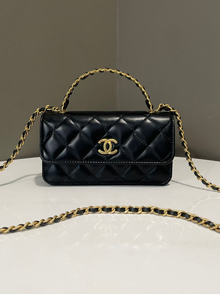 Chanel Top Handle Phone Bag Black