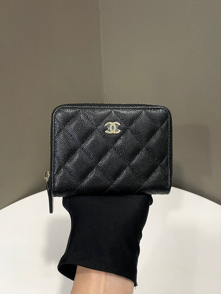 Chanel Quilted CC Zip Wallet Black Caviar