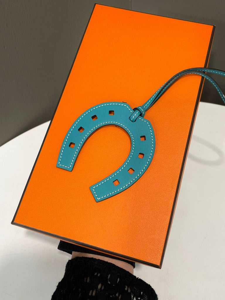 Hermes Paddock Fer A Cheval Charm Bleu Paon