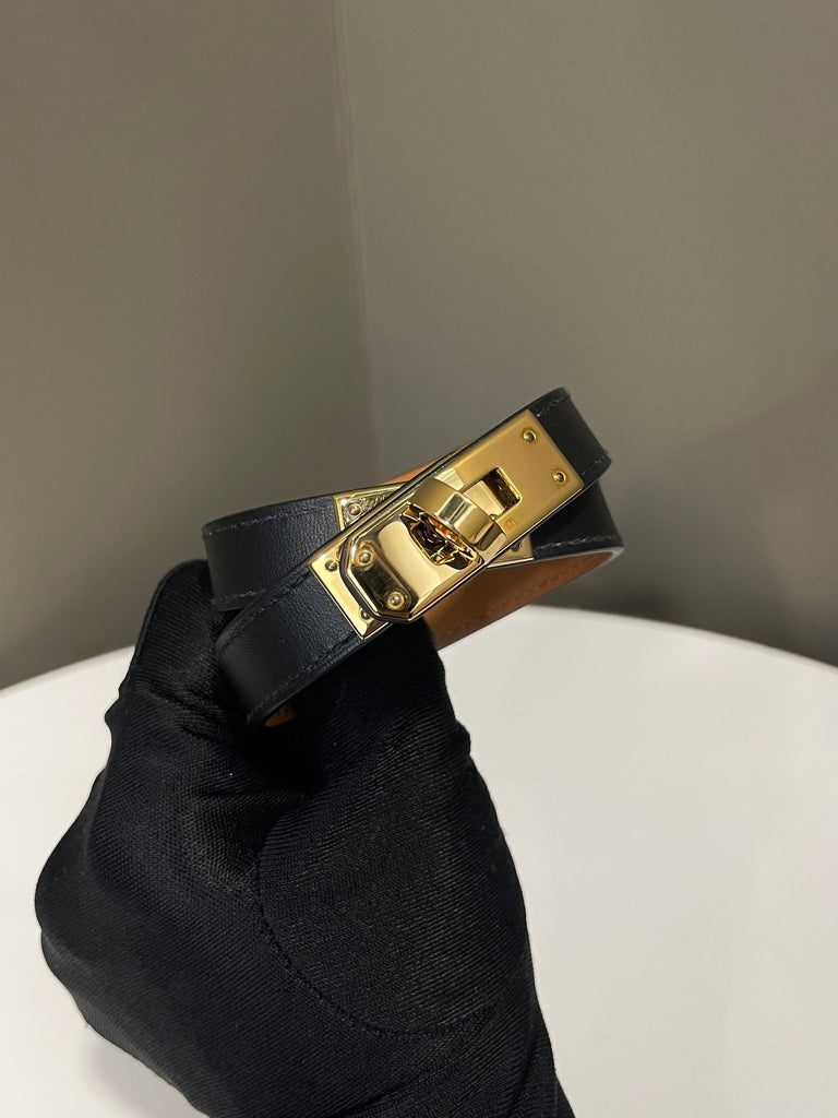 Hermes Kelly Double Tour Bracelet Black GHW