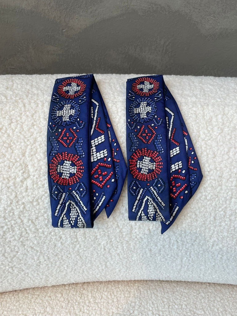 Hermes Kelly En Perles Twilly (2 pc set) Blue Indigo