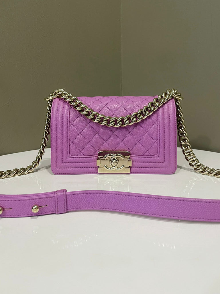 Chanel Quilted Small Boy Purple Caviar