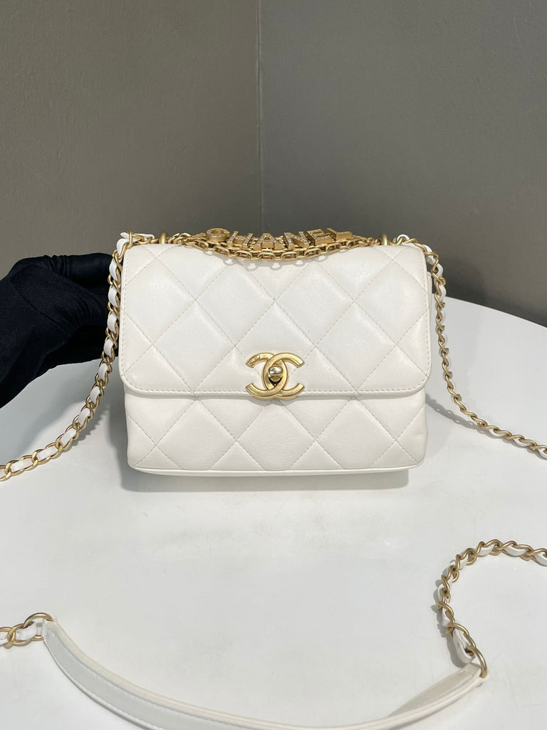 Chanel Matlasse Mini Flap Bag Ivory Calfskin