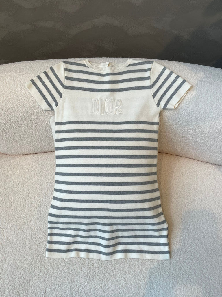 Dior Striped Dress Grey / White