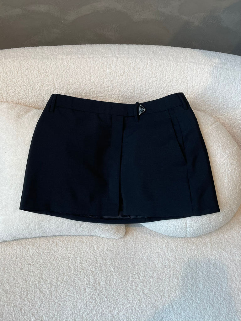 Prada Triangle Logo Tailored Skort